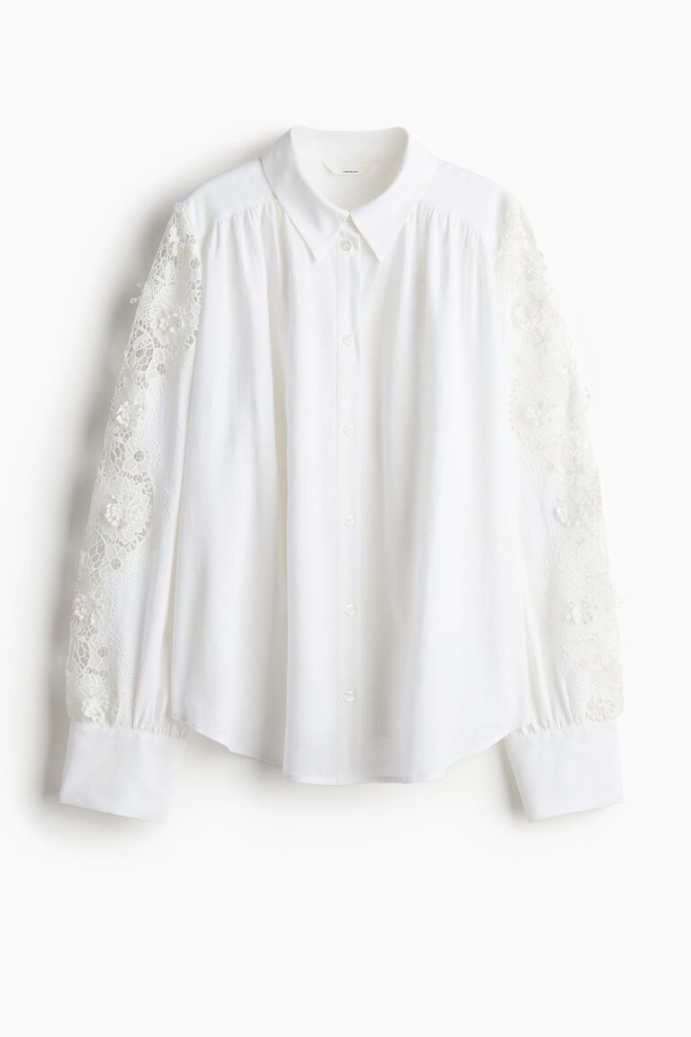 Lace-inset shirt
