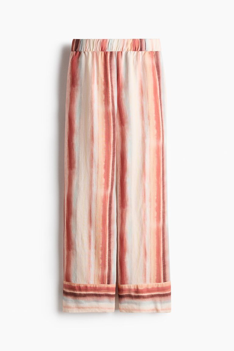 Wide linen-blend pull-on trousers