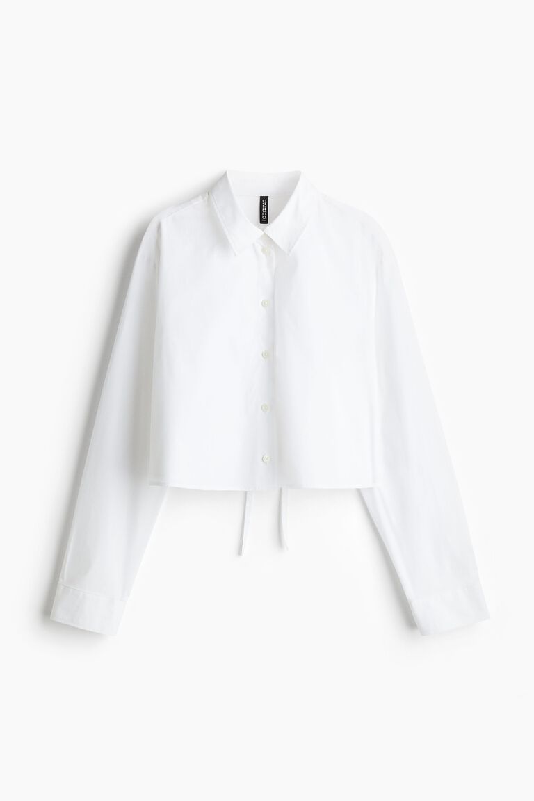 Cropped tie-detail shirt