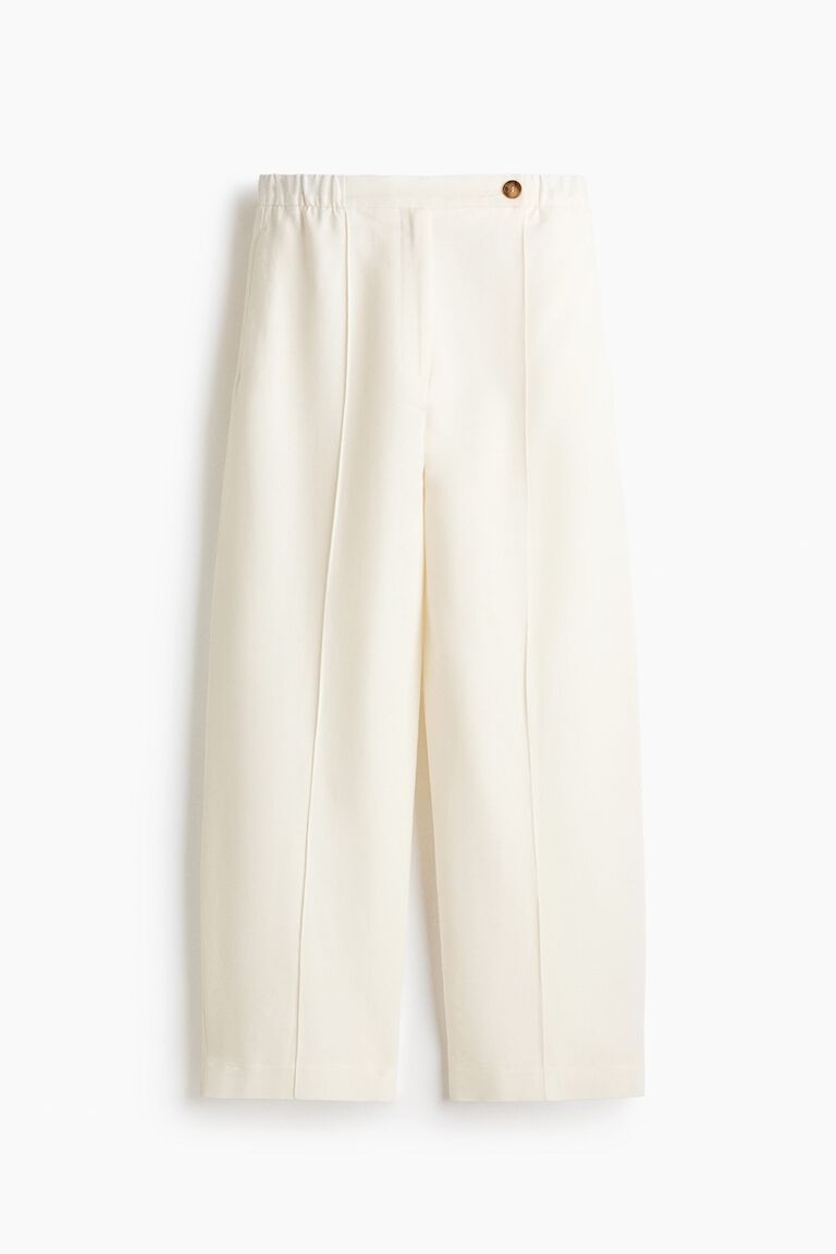 Linen-blend barrel trousers