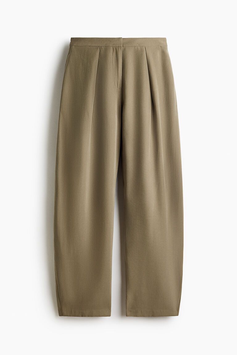 Viscose-blend barrel trousers