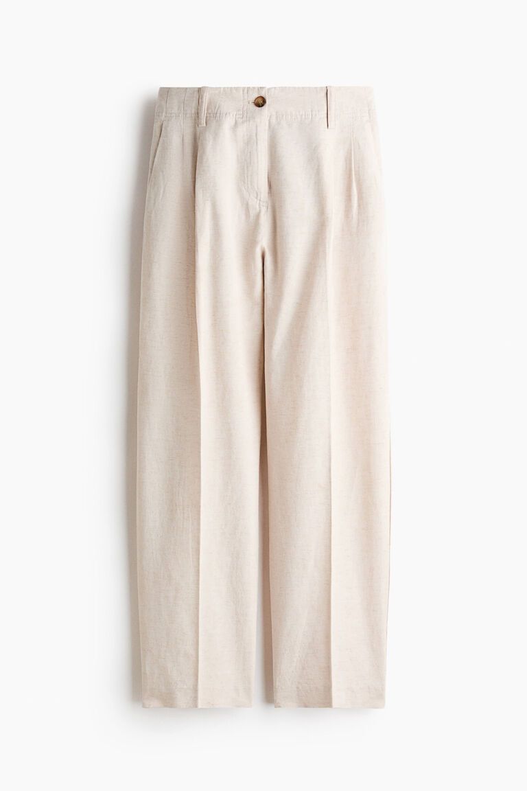 Tapered linen-blend trousers
