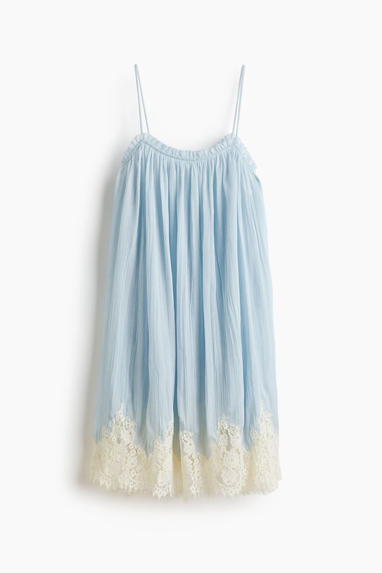 Lace-trimmed chiffon strappy dress