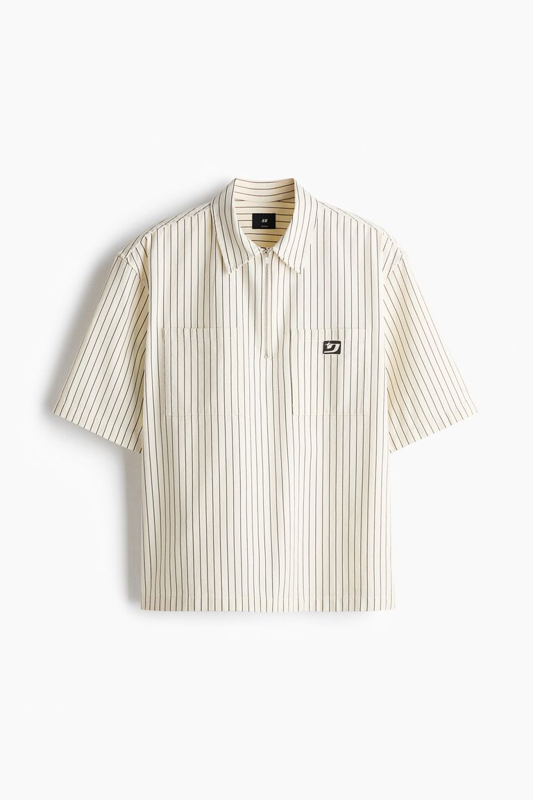 Relaxed Fit Zip-top twill shirt