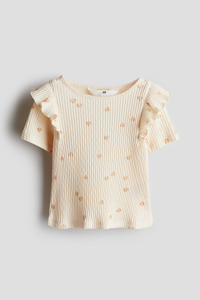 Flounce-trimmed cotton top