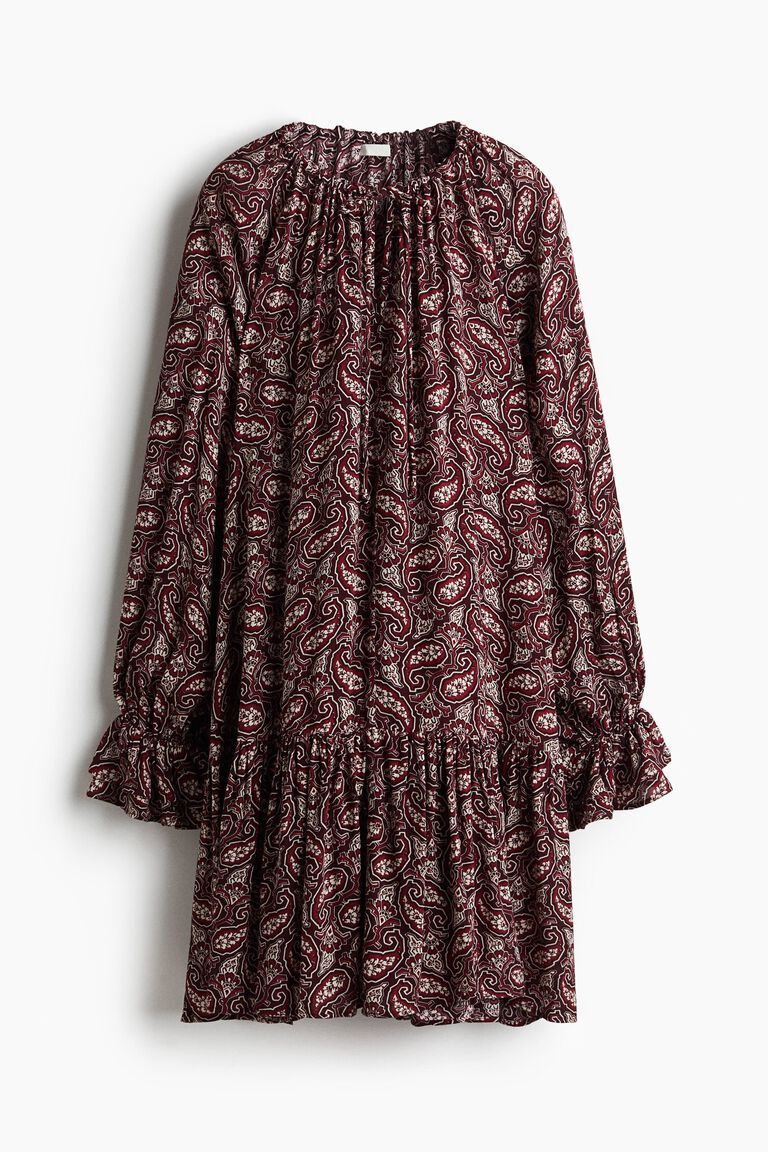 Frilled-sleeve dress