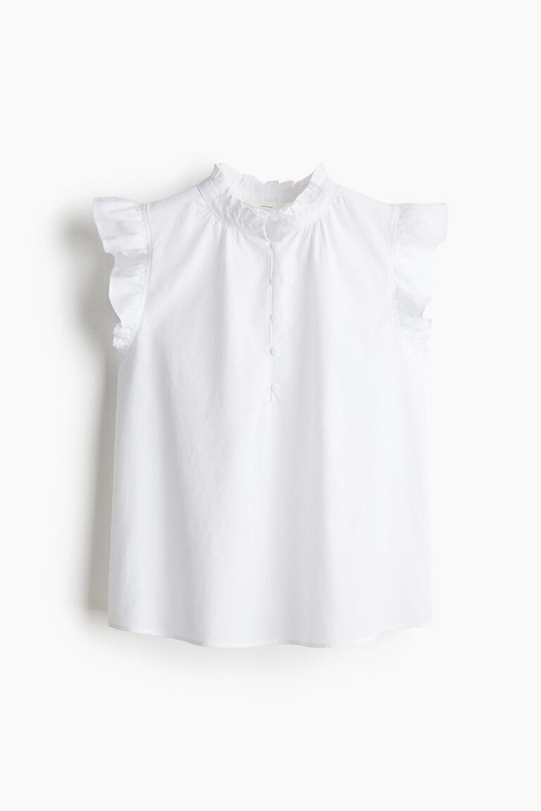 Linen-blend blouse