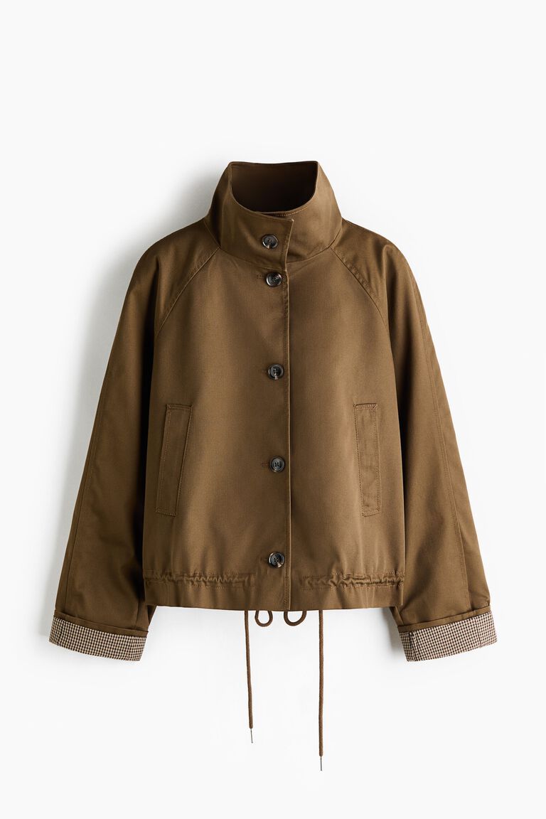Funnel-collar twill jacket