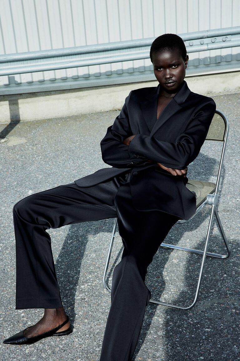 Slim satin trousers