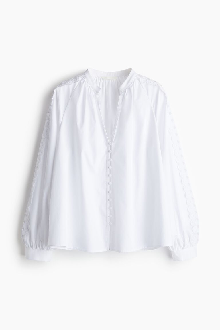 Embroidery-detail cotton blouse
