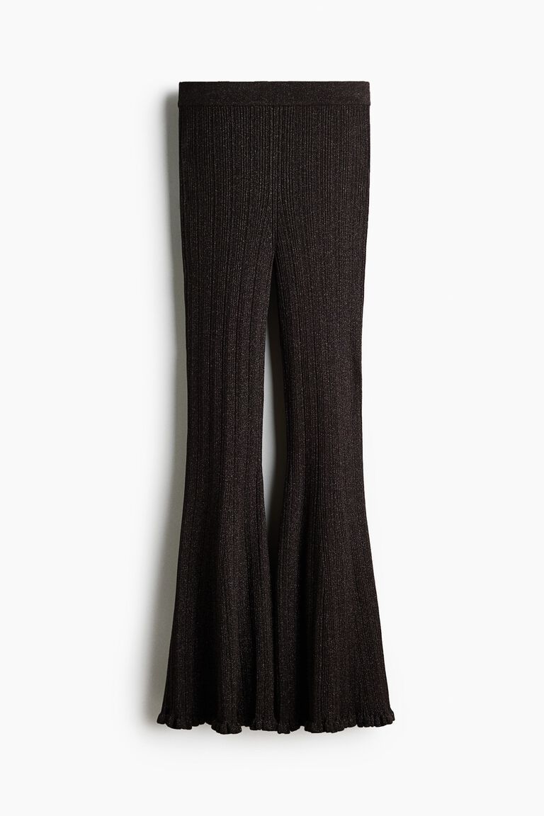 Shimmering rib-knit trousers