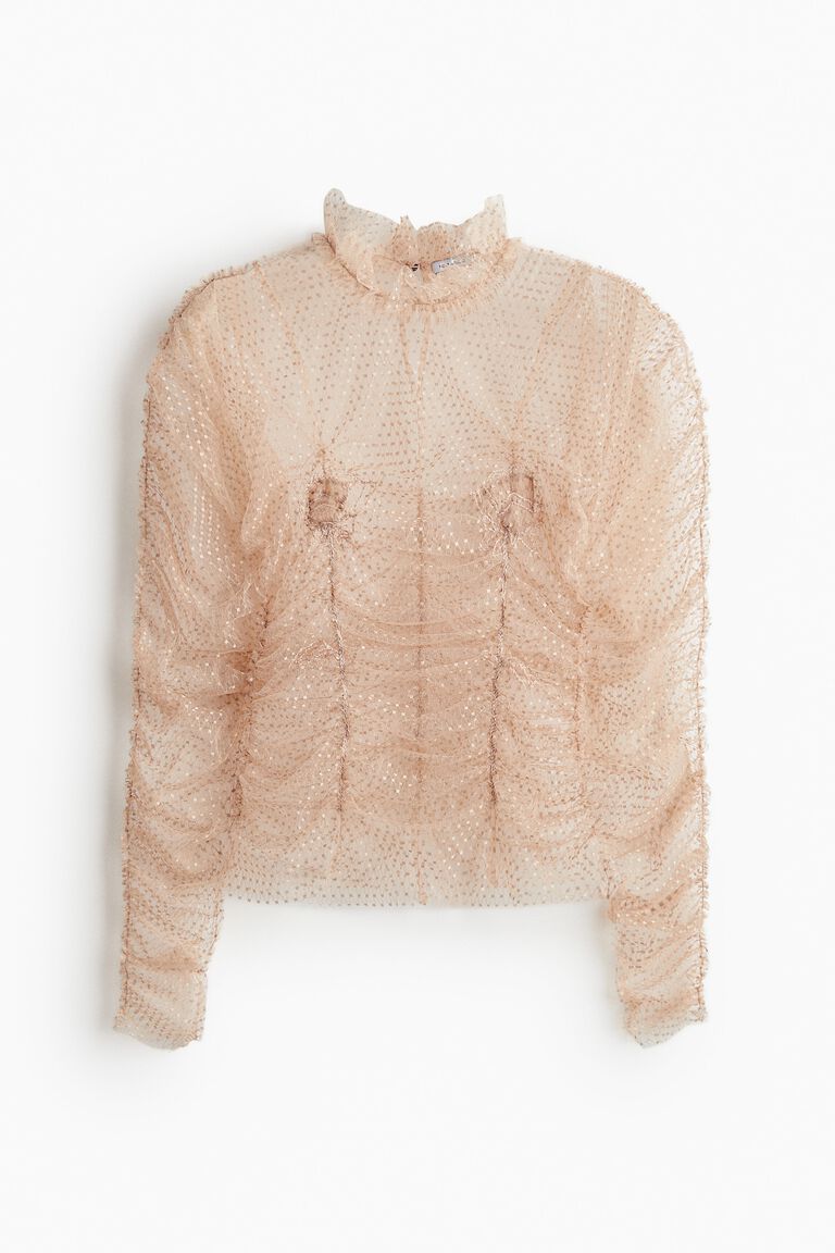 Embroidered mesh top