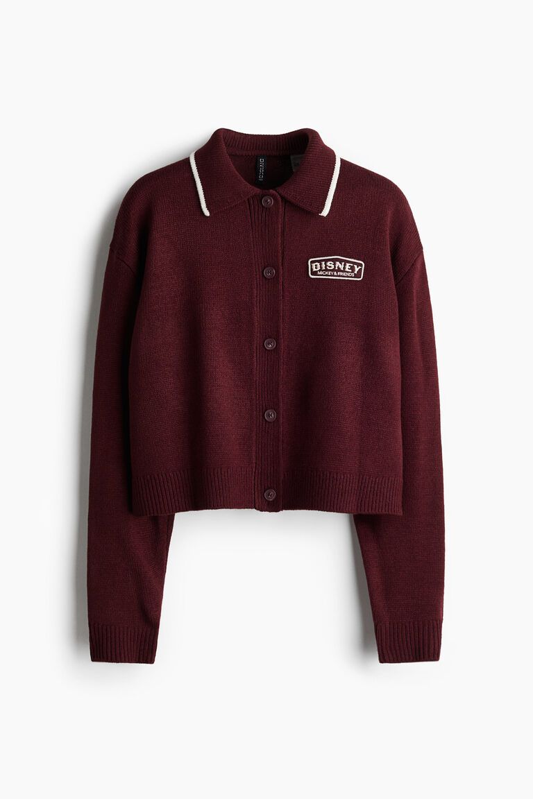Motif-detail collared cardigan
