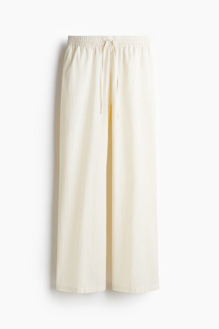 Seersucker drawstring trousers