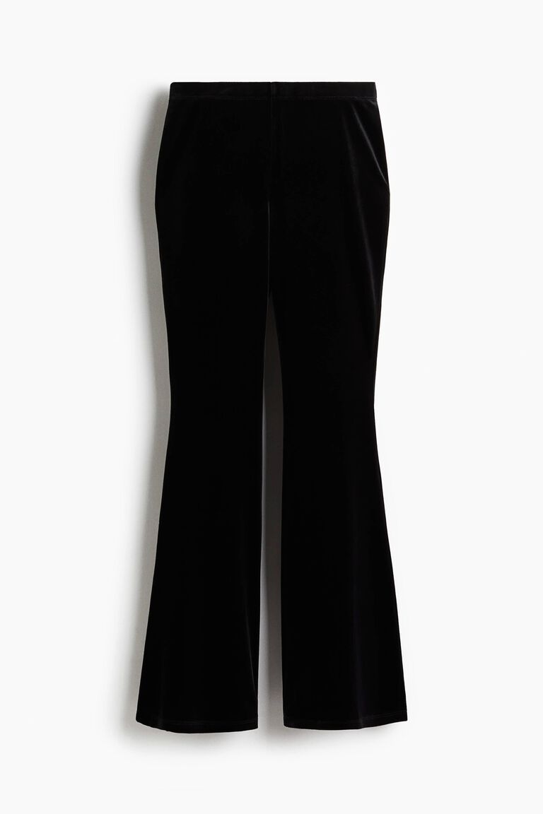 Flared velour trousers