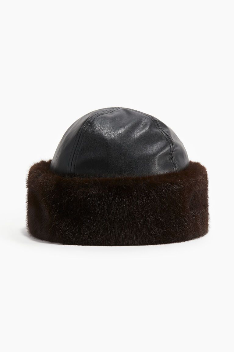 Fluffy-trim coated hat