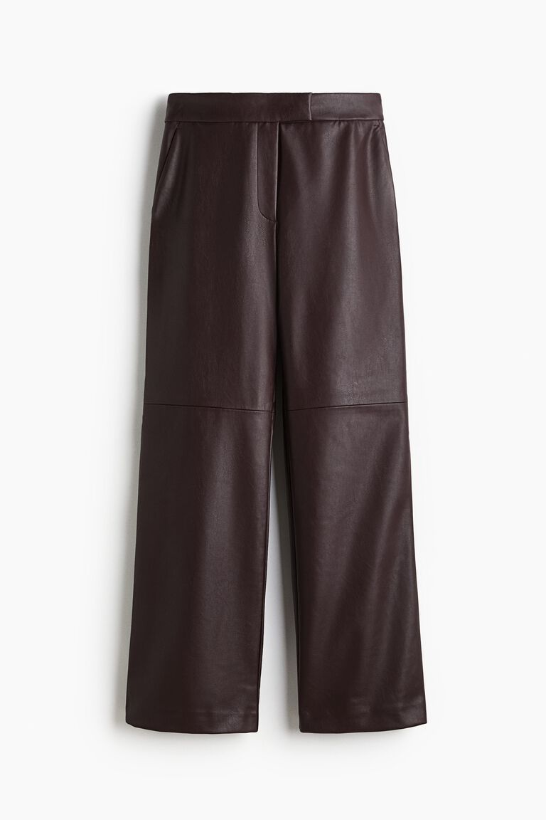 Straight-leg coated trousers
