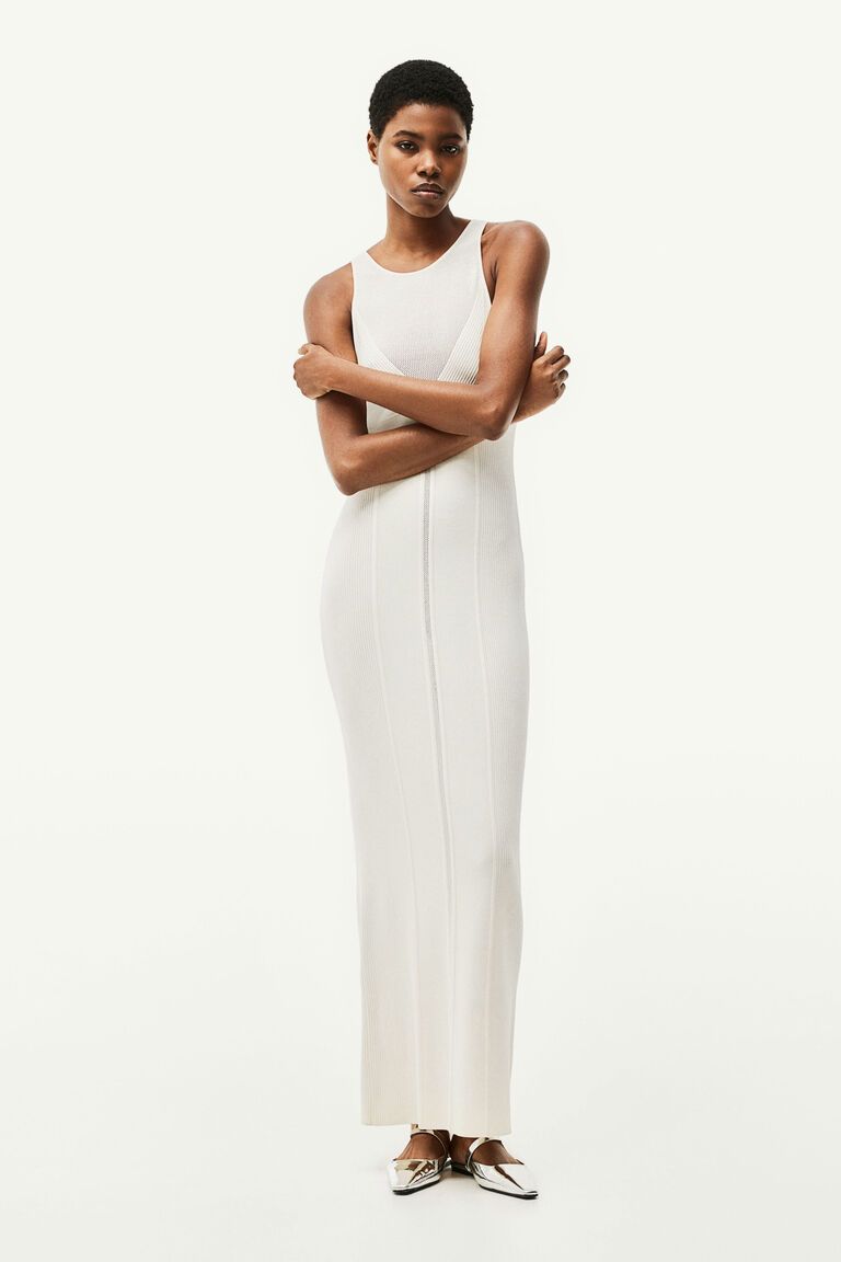 Open-back rib-knit dress