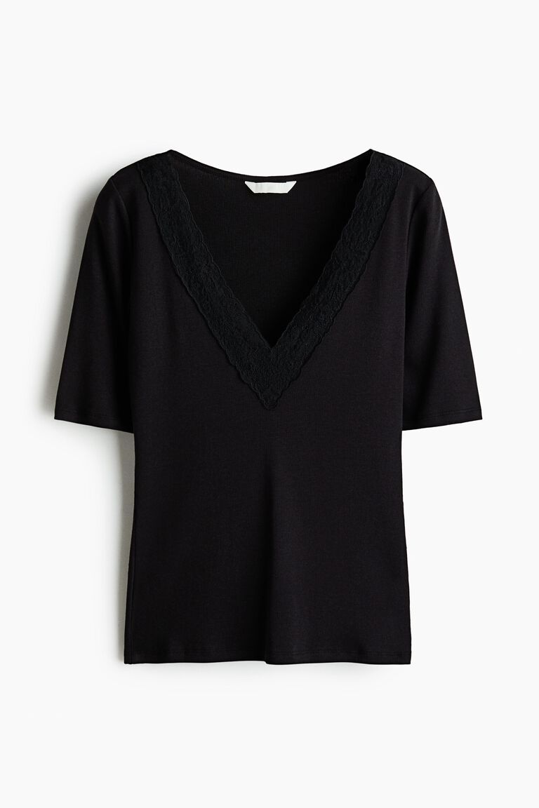 Ribbed V-neck top