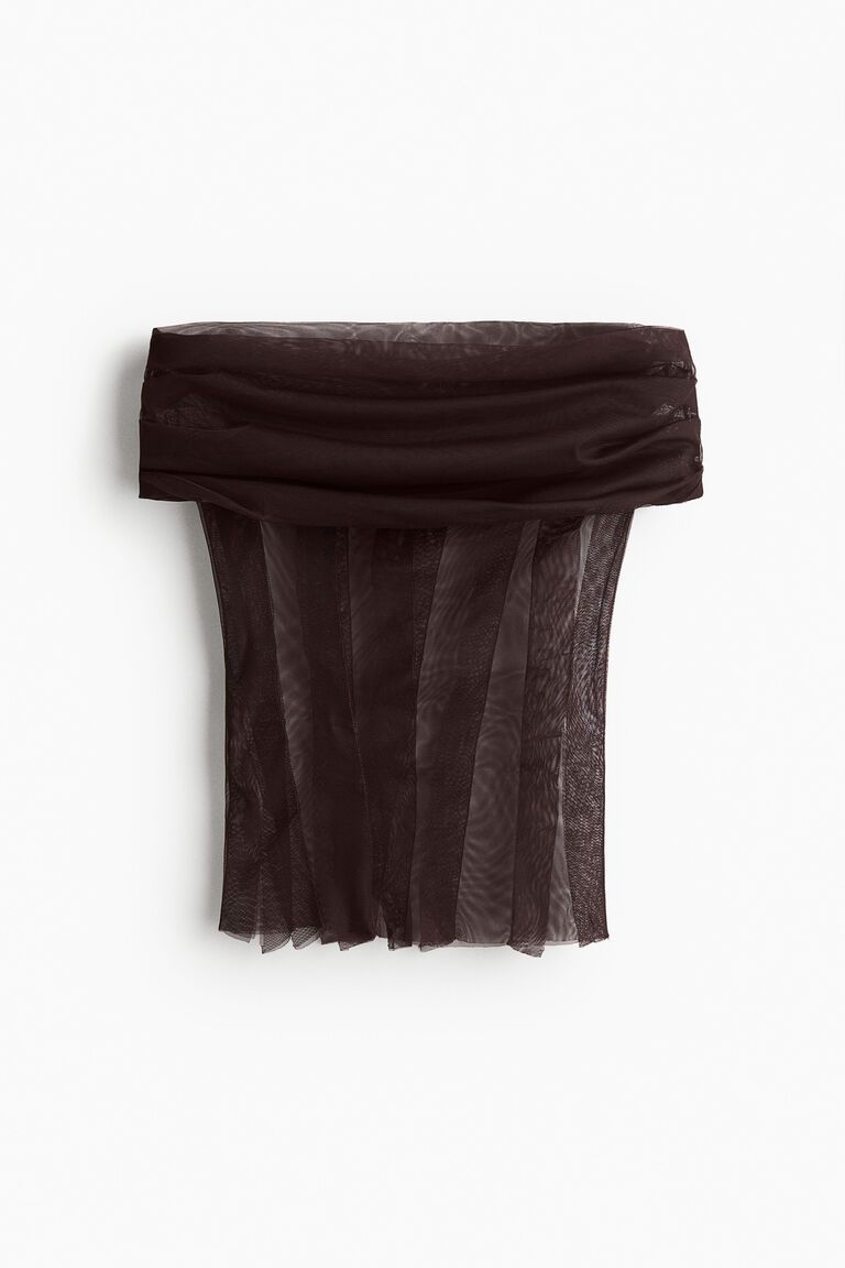 Off-the-shoulder mesh top