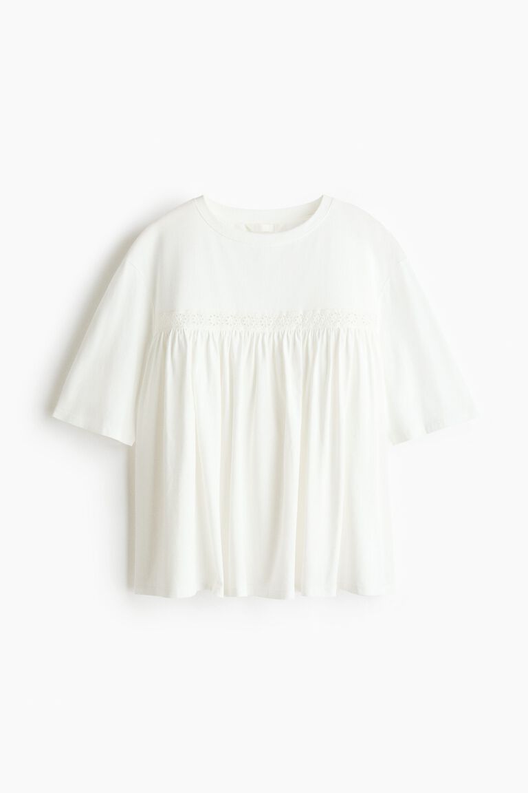Lace-inset cotton top