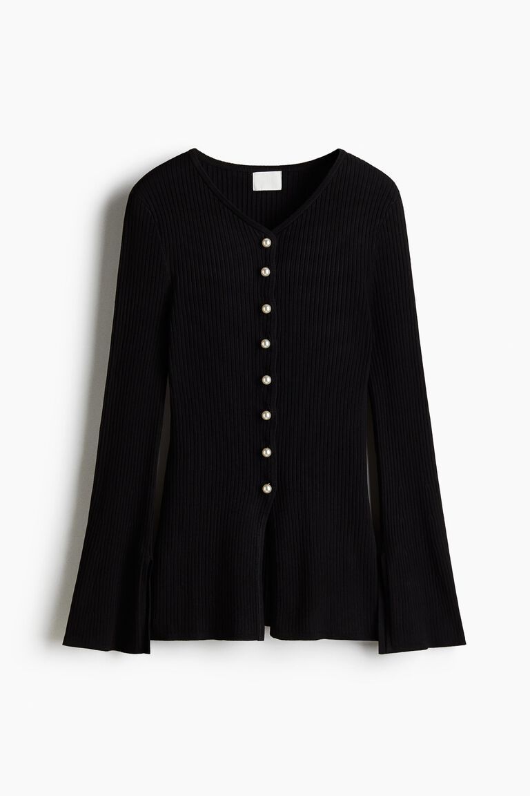 Rib-knit cardigan
