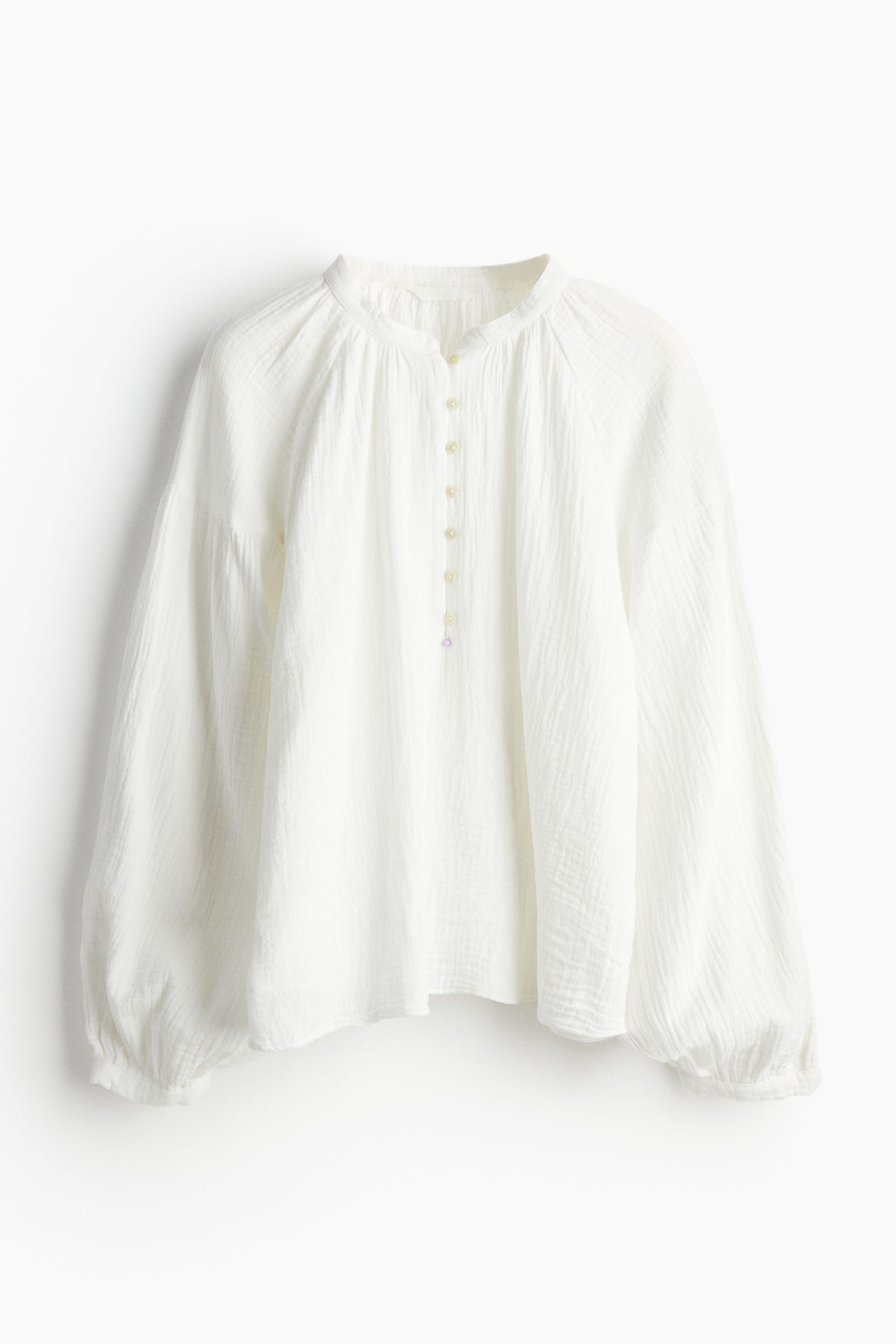 Balloon-sleeved muslin blouse