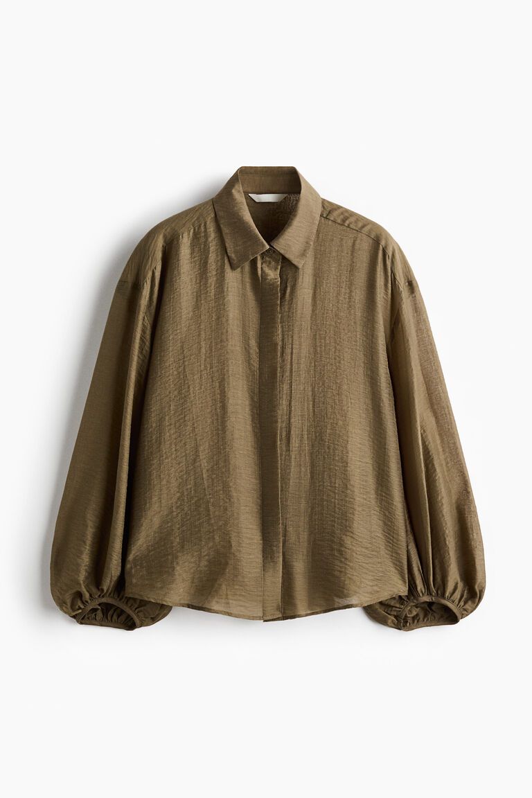 Linen-blend blouse