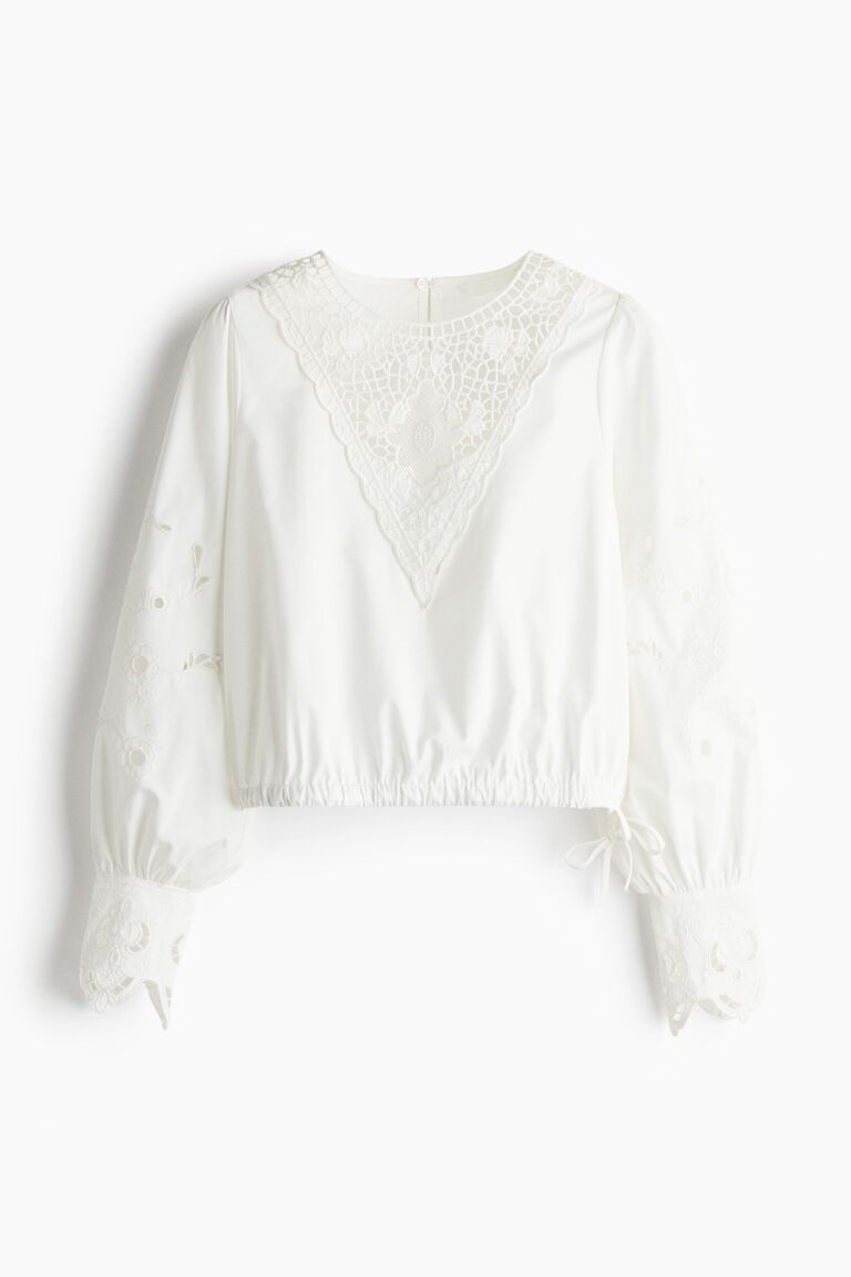 Lace-detail cotton blouse