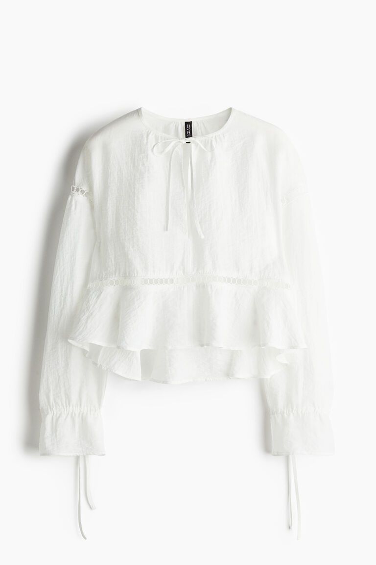 Oversized lace-inset blouse