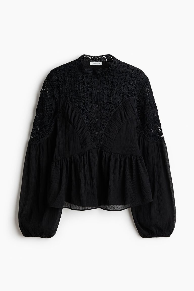 Crochet-look blouse