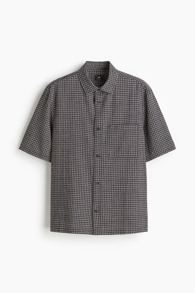 Oversized Fit Short-sleeved linen-blend shirt