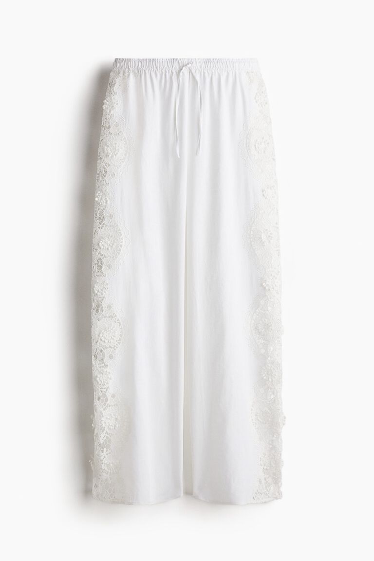 Lace-inset trousers