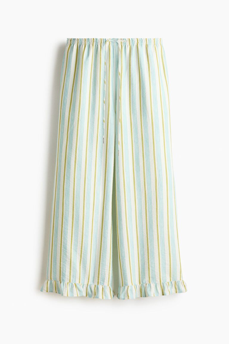 Frill-trimmed drawstring trousers