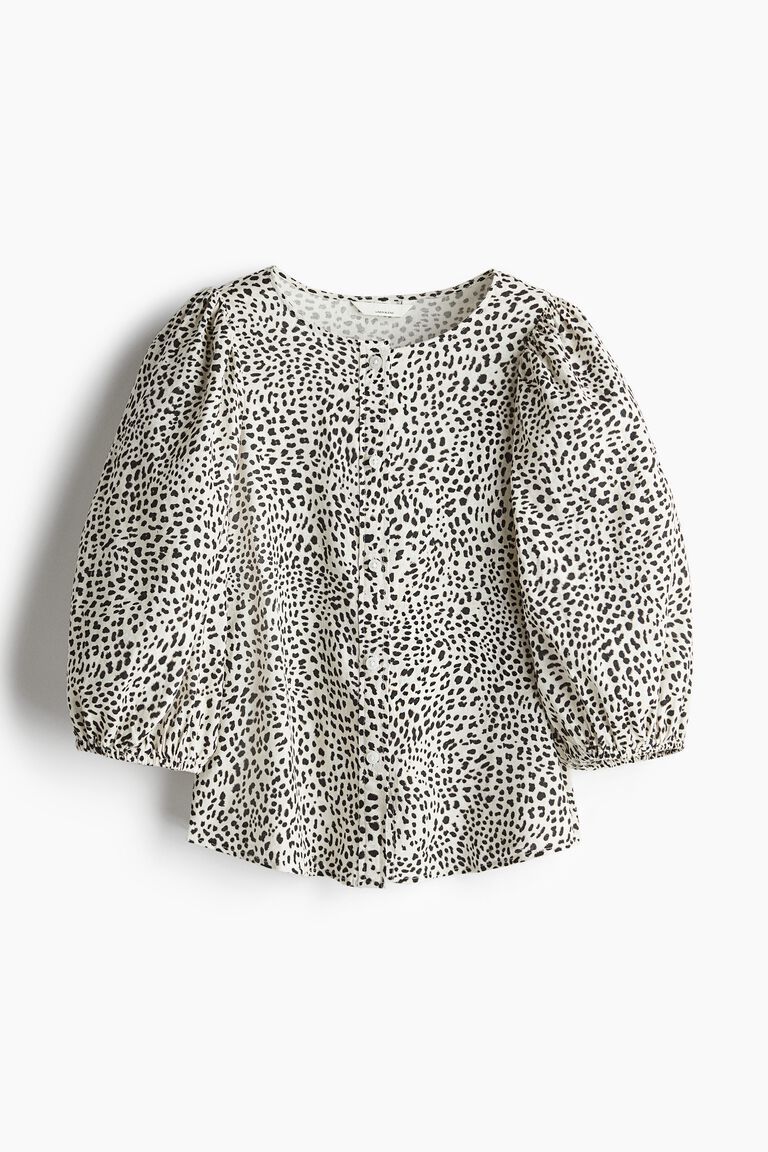 Linen-blend blouse