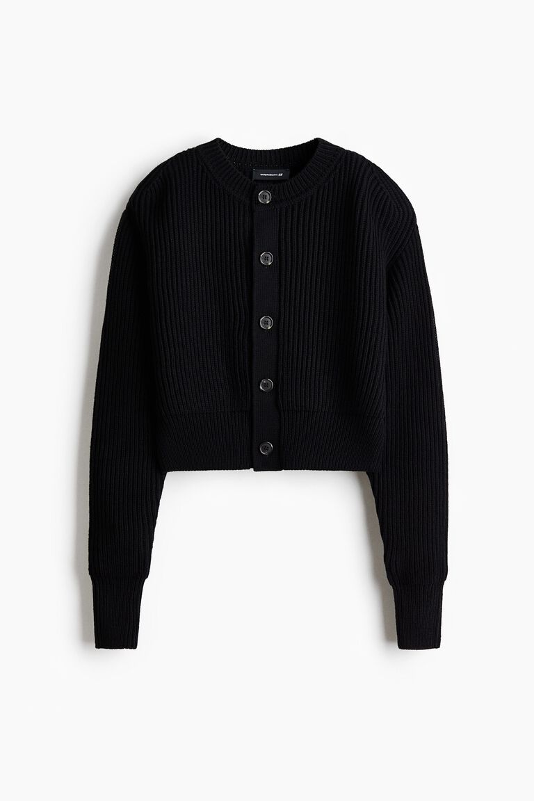 Shoulder-pad wool cardigan