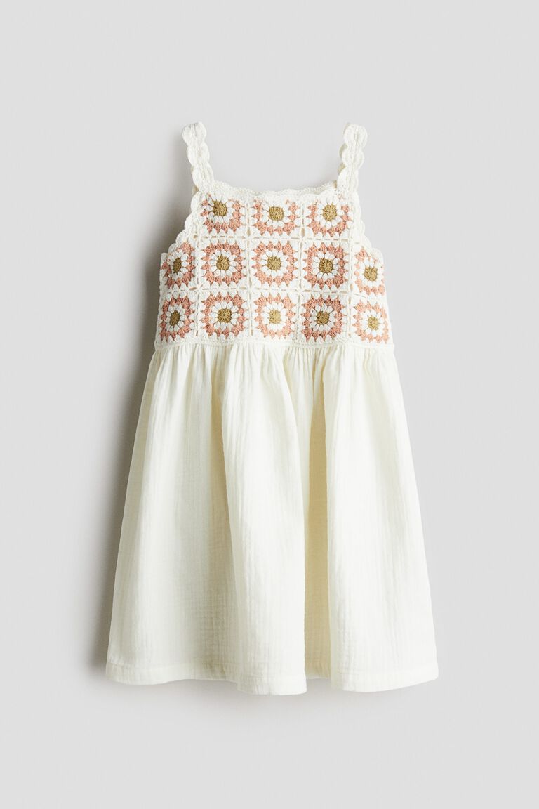 Cotton crochet-look dress