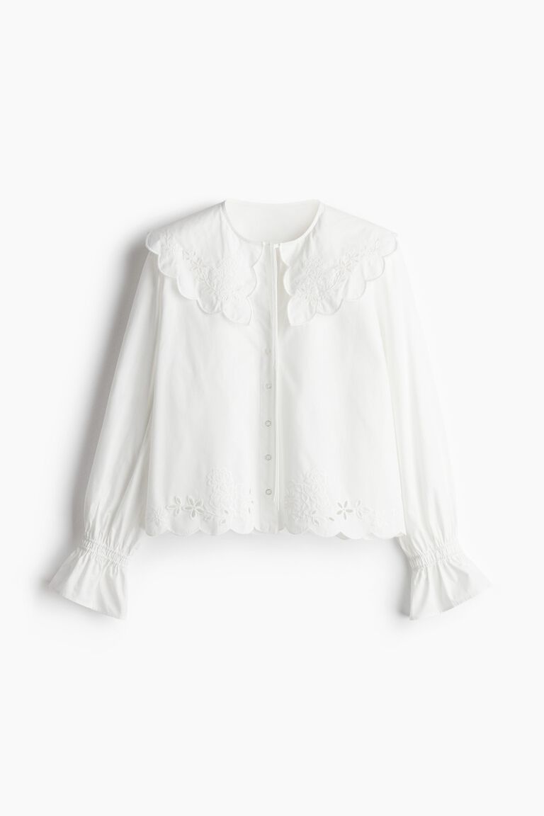 Embroidered Peter Pan-collared blouse