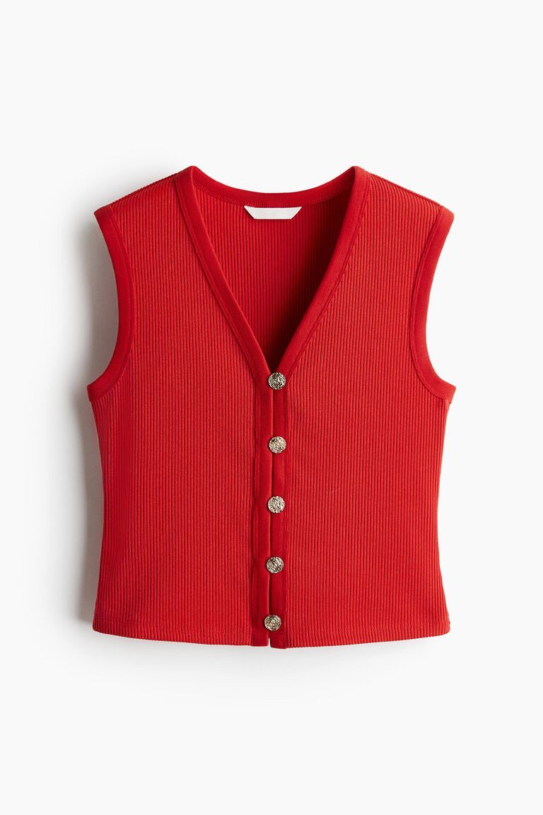 Rib-knit waistcoat