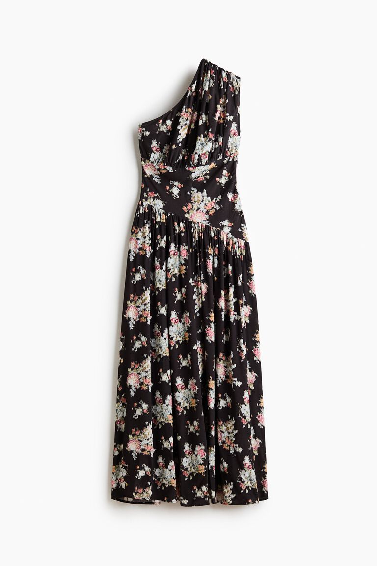 Draped one-shoulder dress