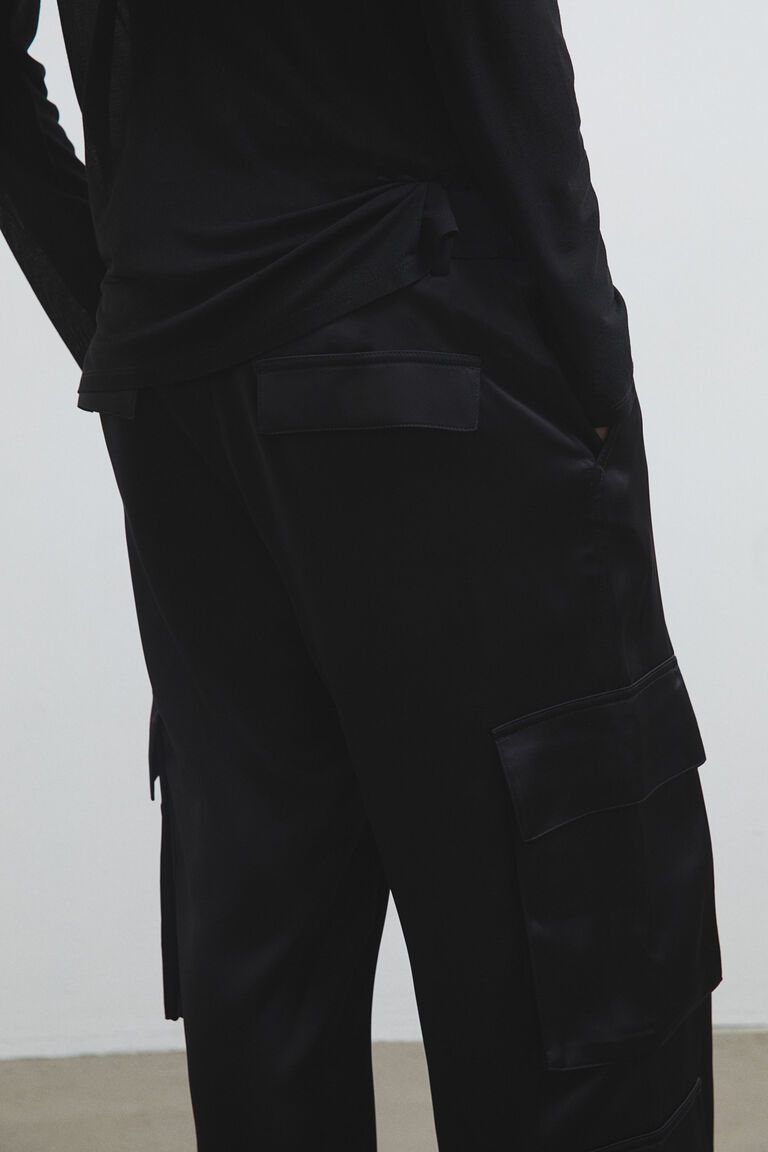 Satin cargo trousers
