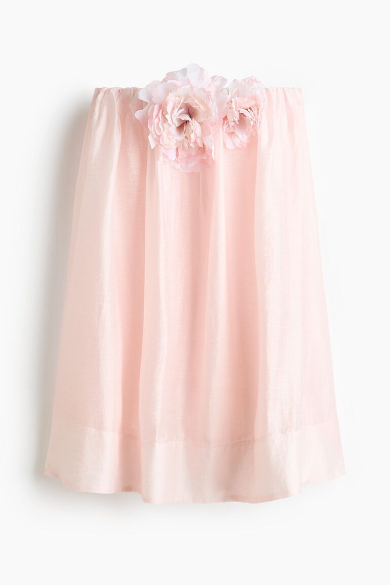 Appliquéd linen-blend dress