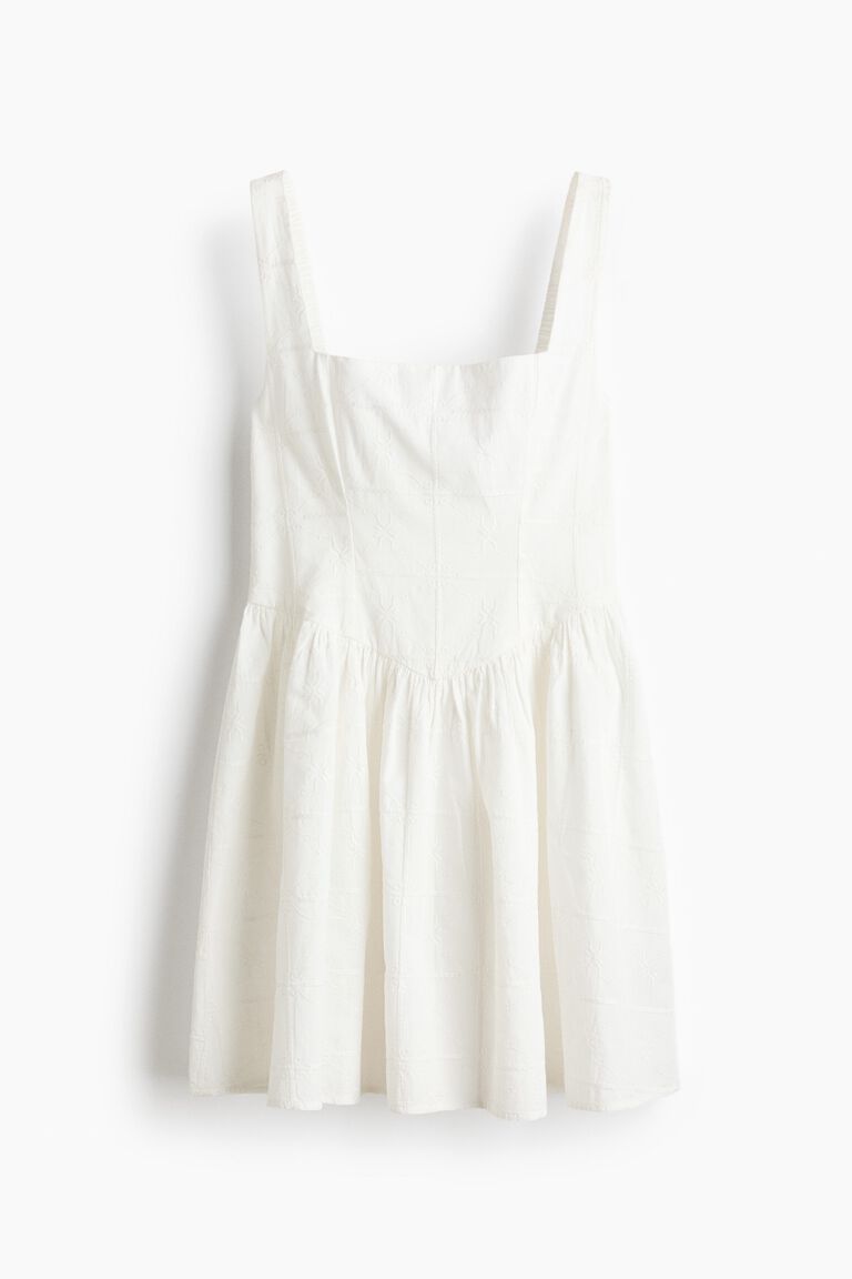 Embroidered flared-skirt dress