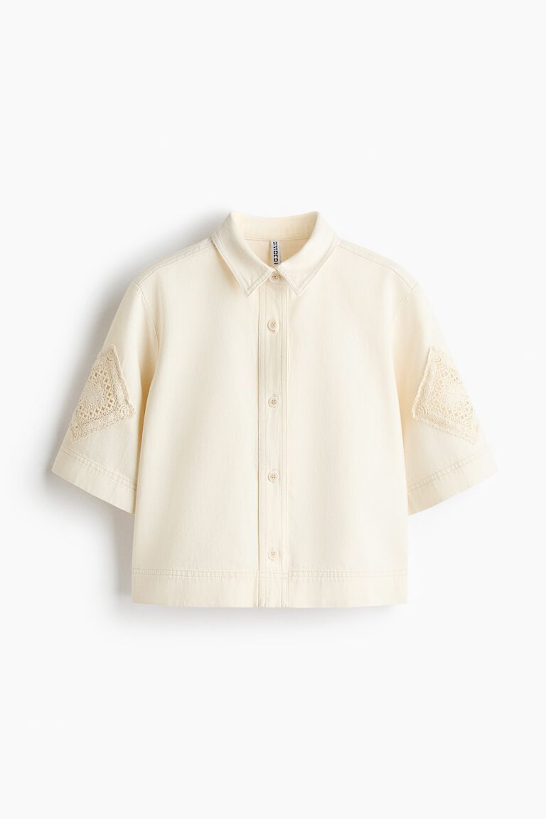 Short-sleeved denim shirt