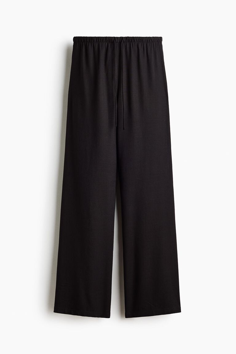 Linen-blend drawstring trousers