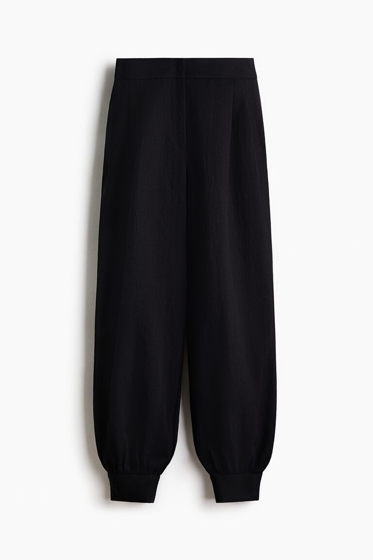 Balloon-leg twill trousers