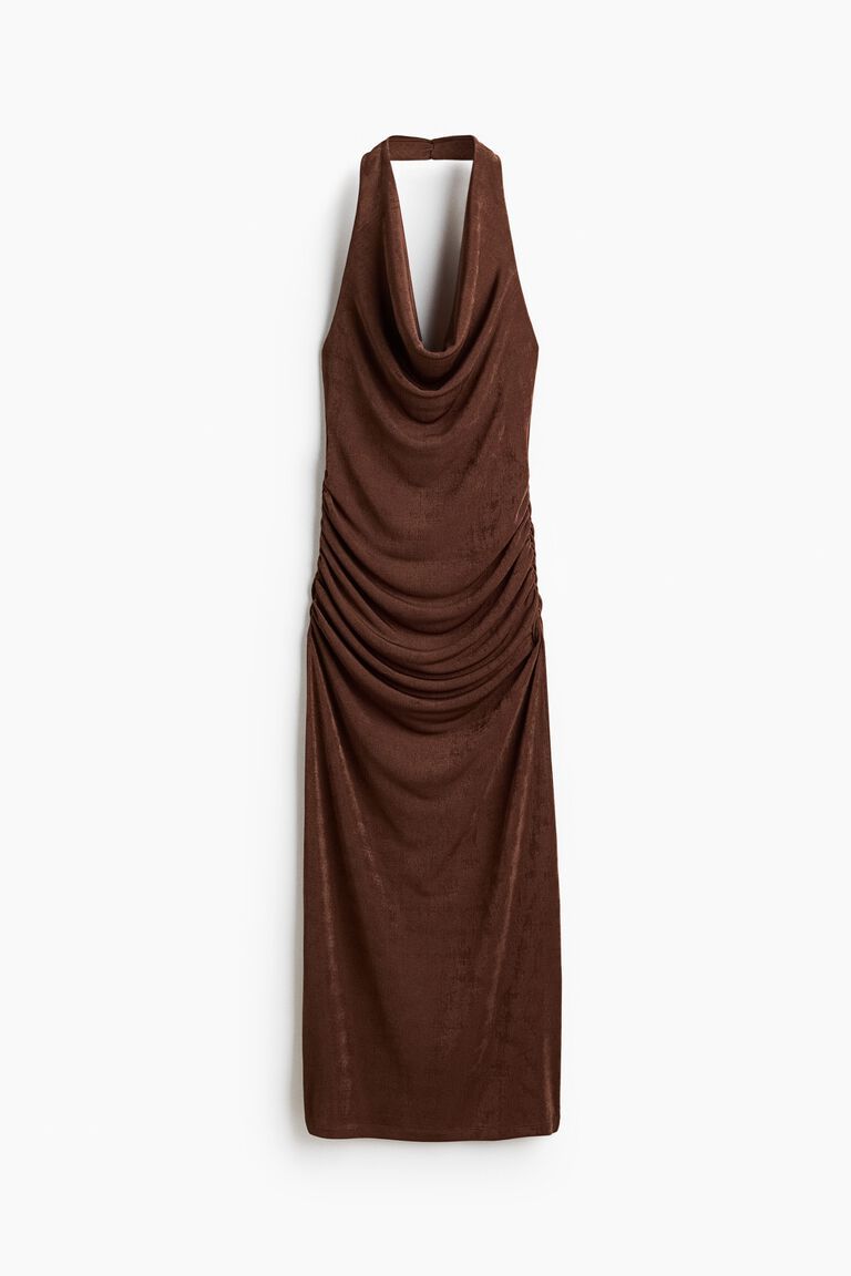 Cowl-neck halterneck dress
