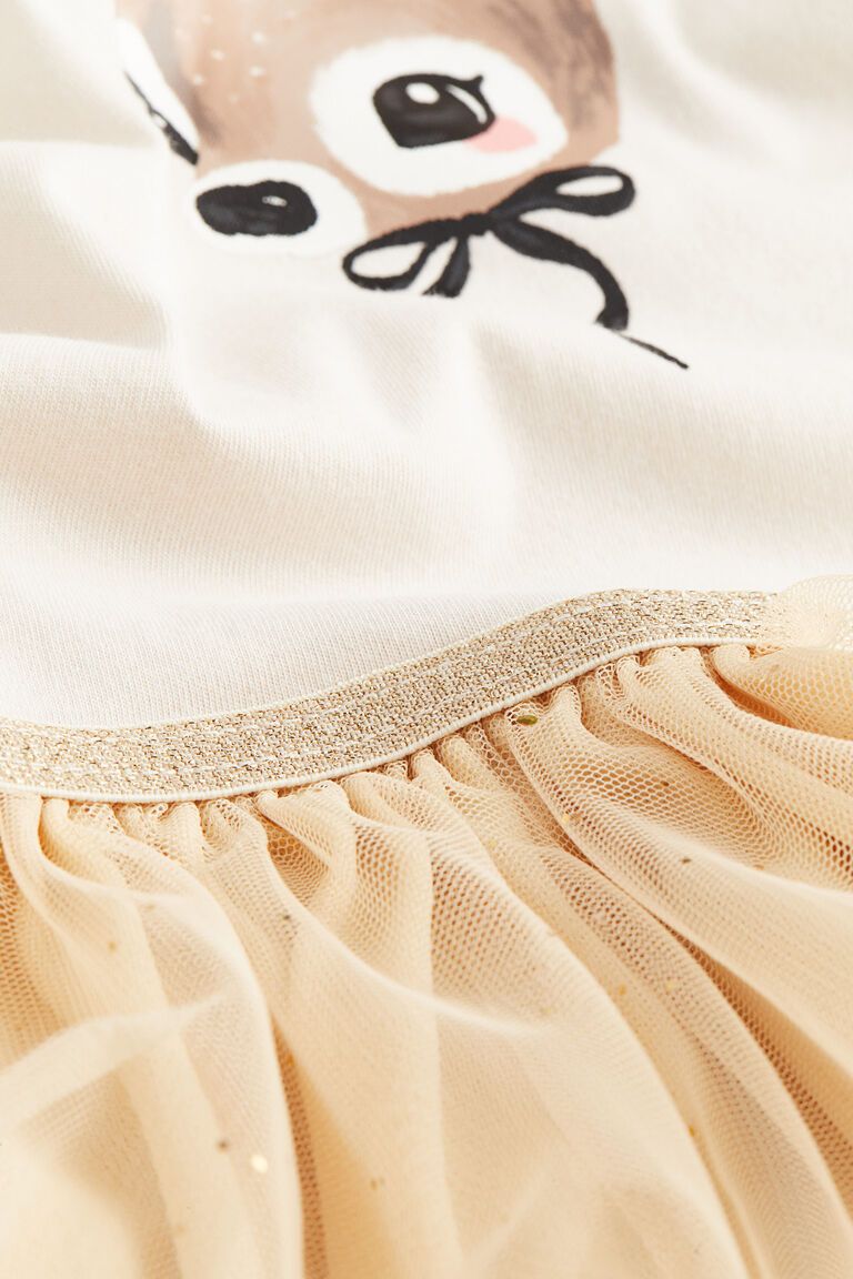 Tulle-skirt jersey dress