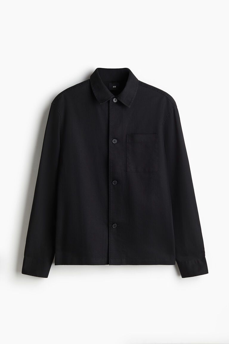 Regular Fit Linen-blend overshirt