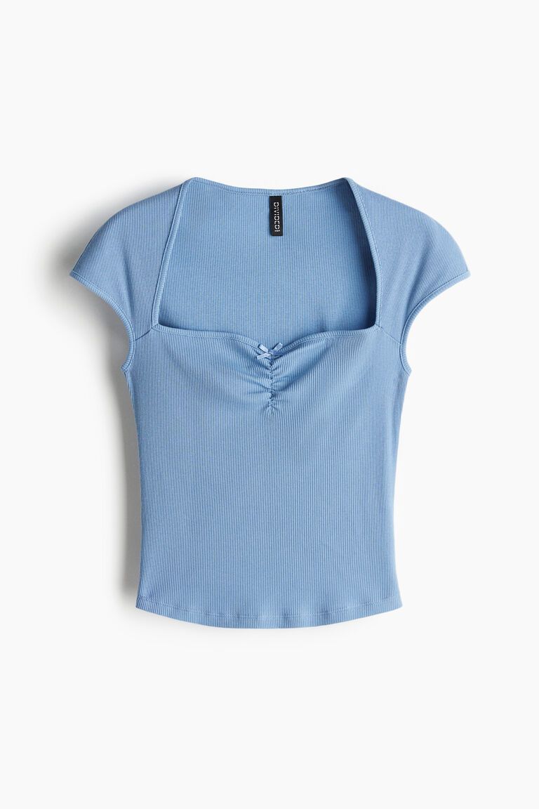 Gathered cap-sleeved top